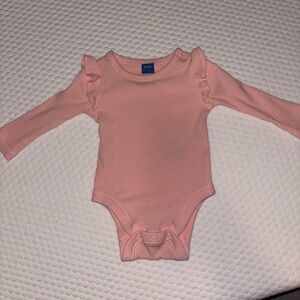 Old Navy Peach Pink Ruffle-Shoulder Ribbed One-Piece